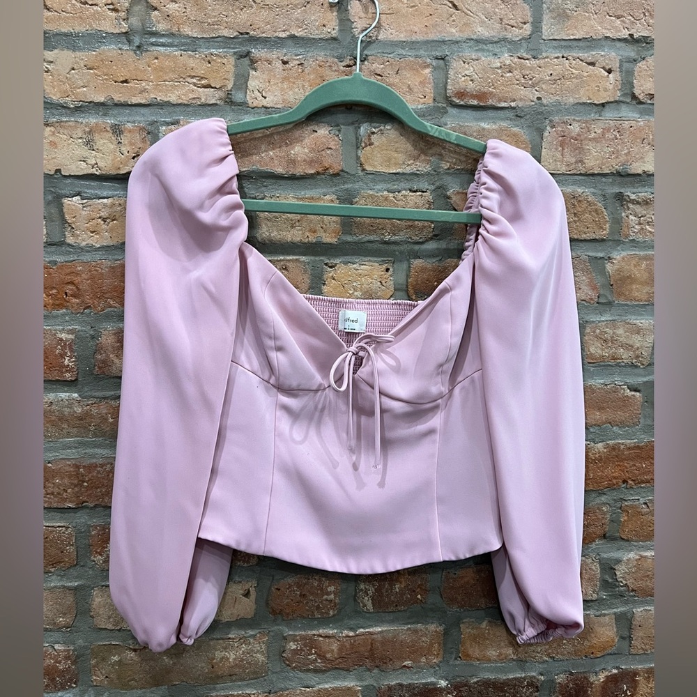 ARITZIA Wilfred pink puff sleeves top
